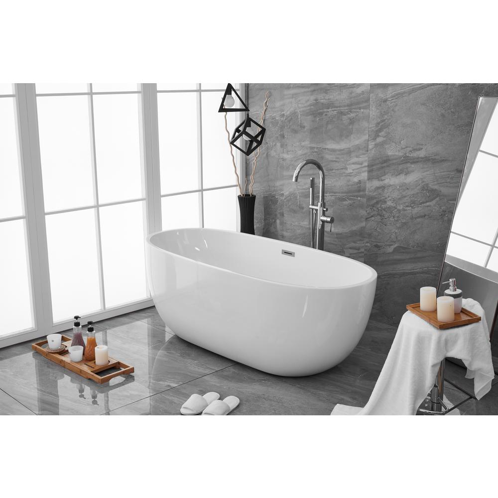 67 inch soaking roll top bathtub in glossy white. Picture 3