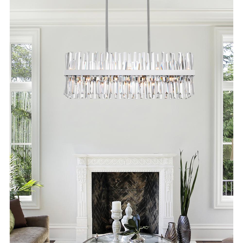 Serephina 36 inch crystal rectangle chandelier light in chrome. Picture 8