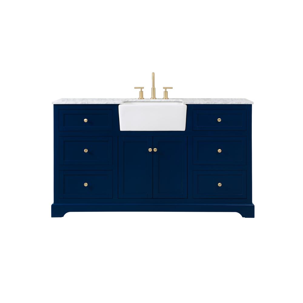 60 inch Single bathroom vanity in blue. Picture 1