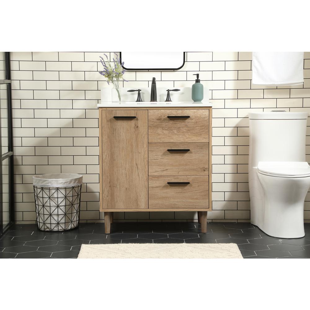 30 inch Single bathroom vanity in natural oak with backsplash. Picture 14