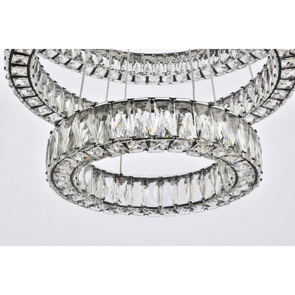 Monroe 32 inch LED triple ring chandelier in black. Picture 3