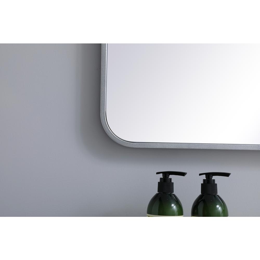 Soft corner metal rectangular mirror 27x40 inch in Silver. Picture 3