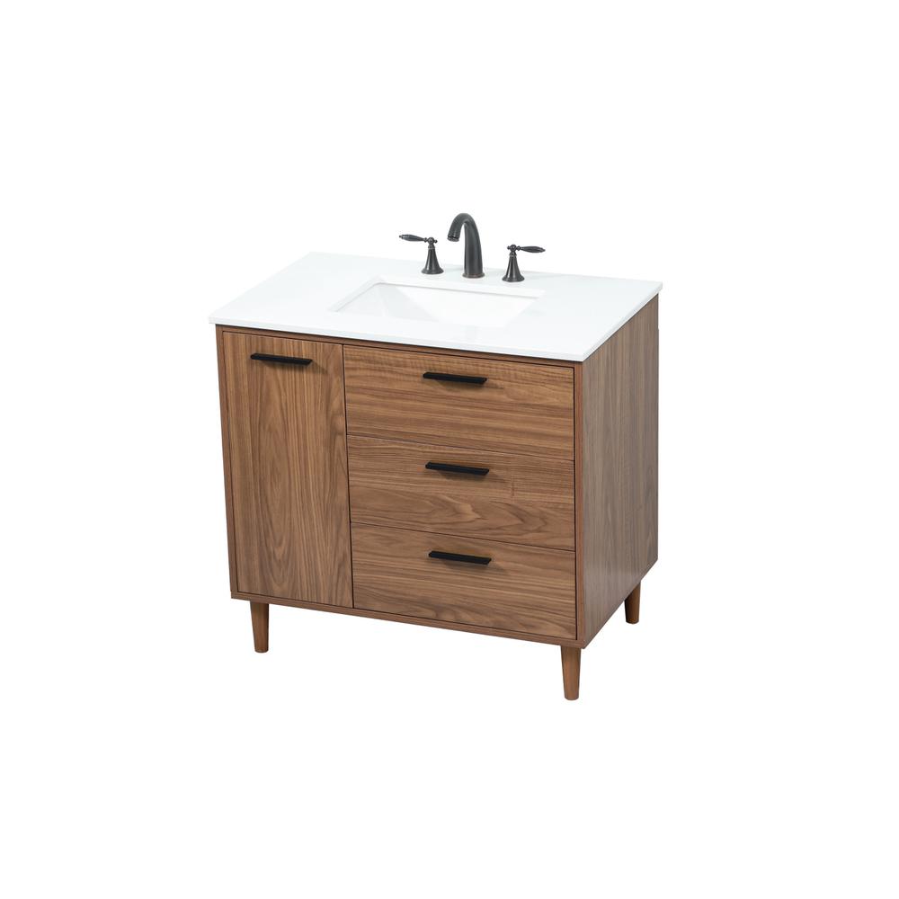 36 inch Single bathroom vanity in walnut brown. Picture 8