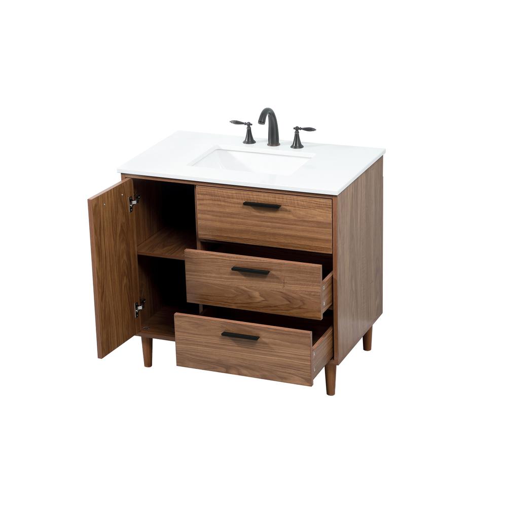 36 inch Single bathroom vanity in walnut brown. Picture 9
