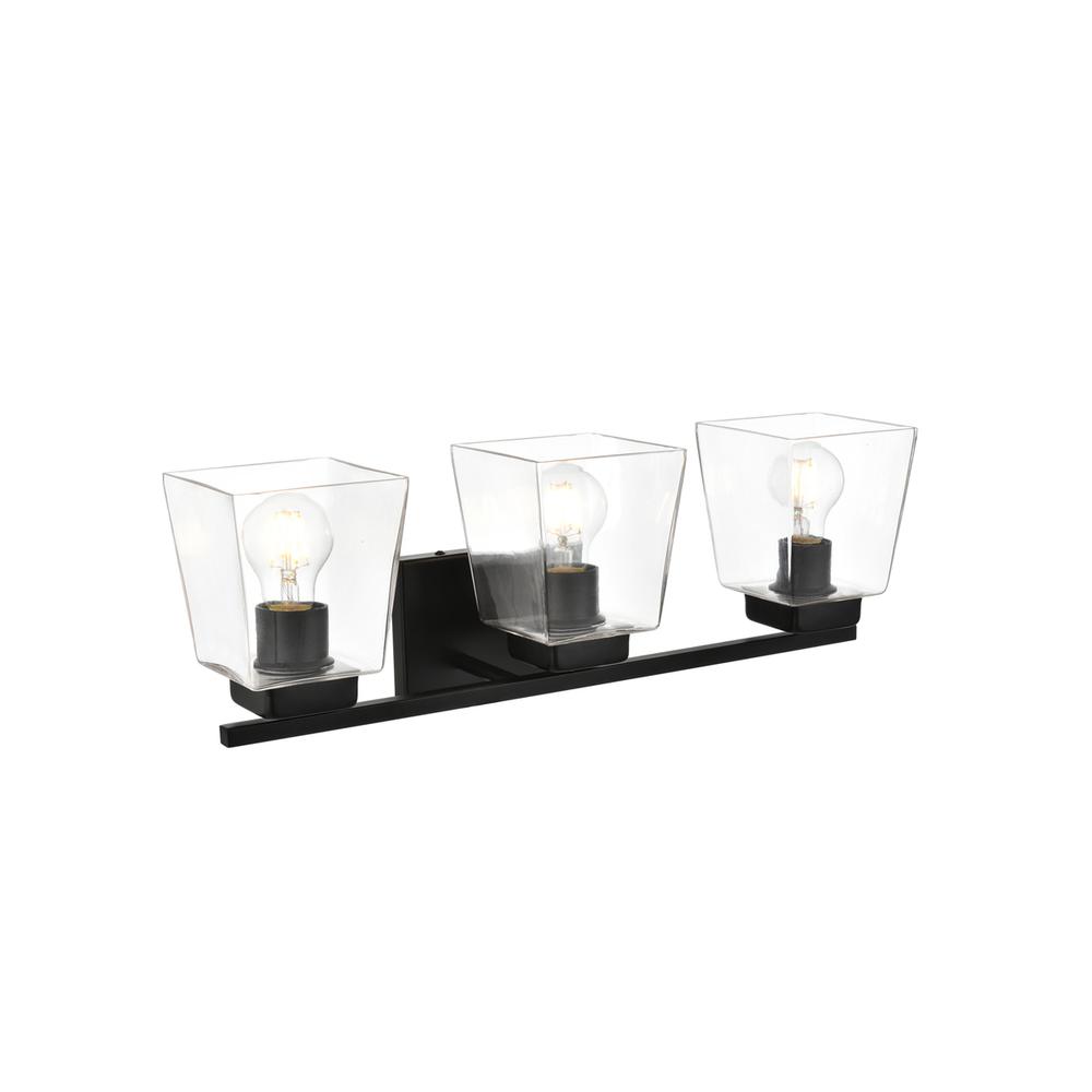 Merrick 3 light Black and Clear Bath Sconce. Picture 3