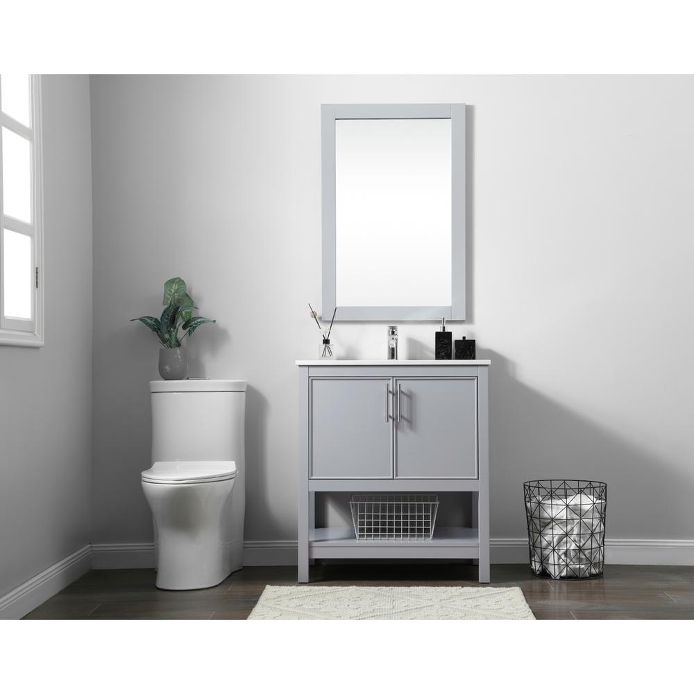 30 Inch SIngle Bathroom Vanity In Grey. Picture 4