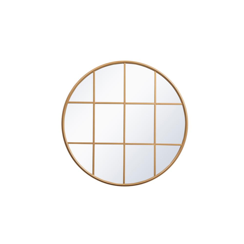 Metal windowpane mirror 36 inch x 36 inch in Brass. Picture 1