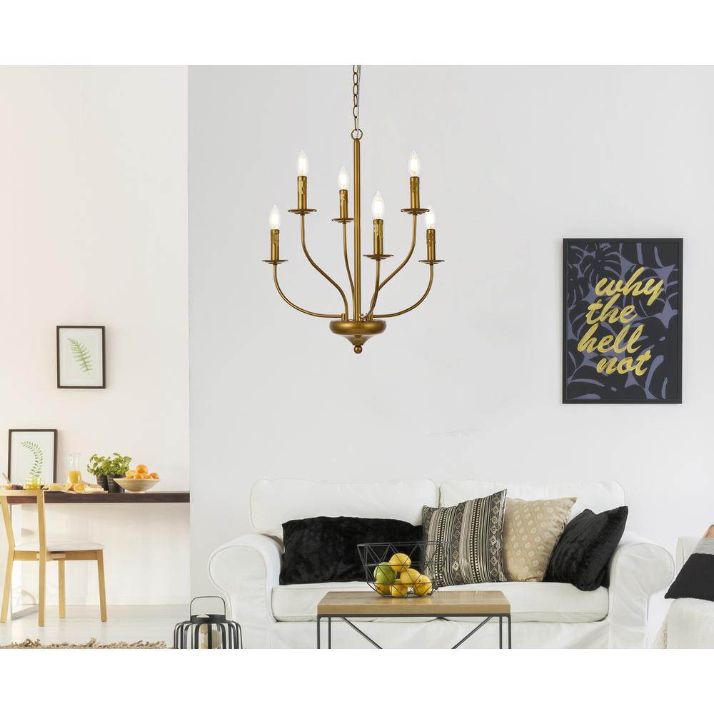 Westley 6 lights pendant in brass. Picture 7