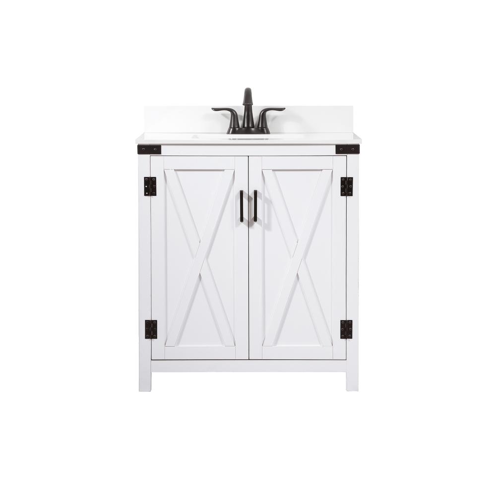 30 inch Single bathroom vanity in white with backsplash. Picture 1