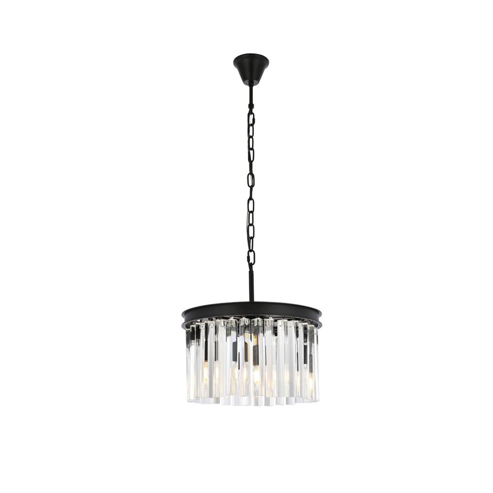 Sydney 3 light Matte Black Pendant Clear Royal Cut Crystal. Picture 1
