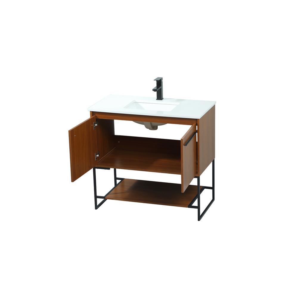 36 inch Single bathroom vanity in teak. Picture 9