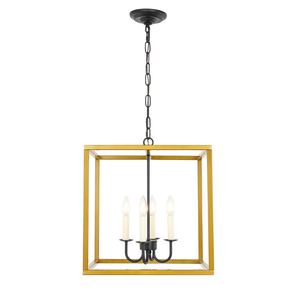 Eclipse 4 Light Brass And Black Pendant. Picture 1