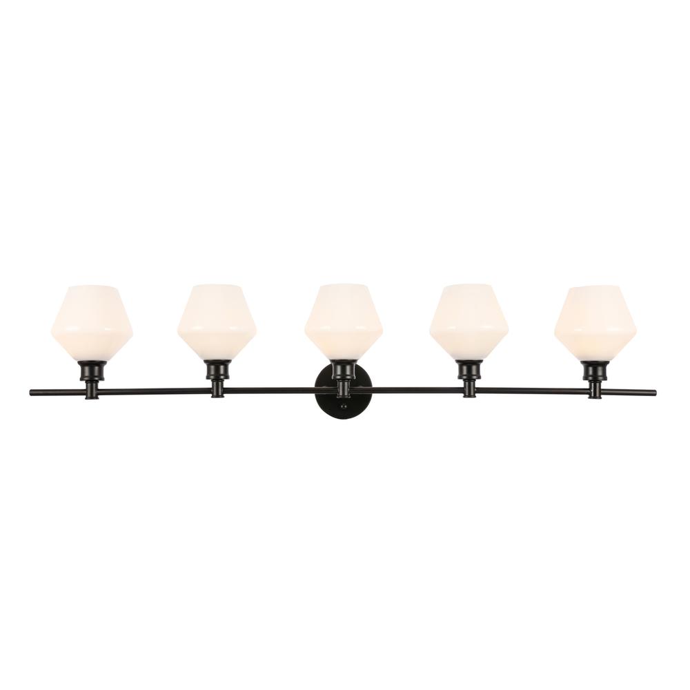 Gene 5 light Black and Frosted white glass Wall sconce. Picture 1