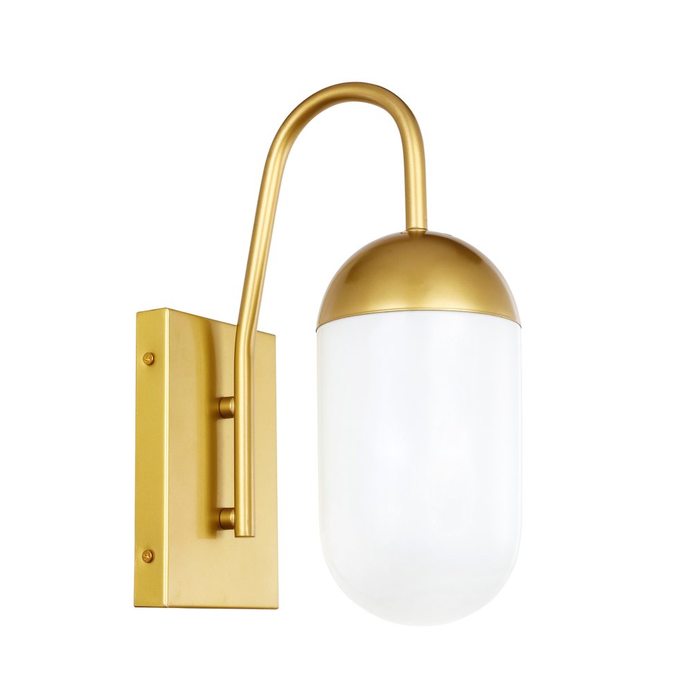 Kace 1 Light Brass And Frosted White Glass Wall Sconce. Picture 5