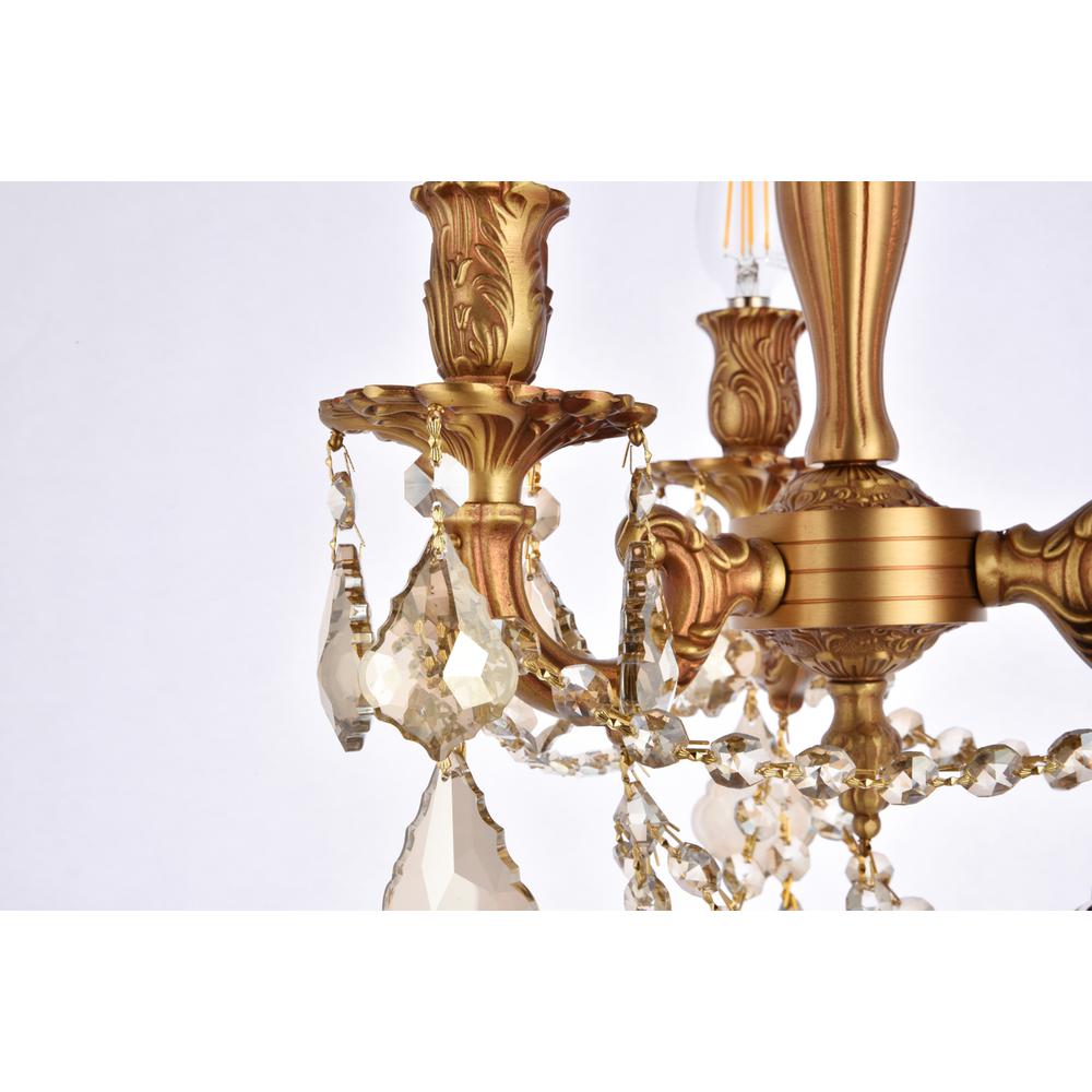 Rosalia 3 light French Gold Flush Mount Golden Teak (Smoky) Royal Cut Crystal. Picture 5