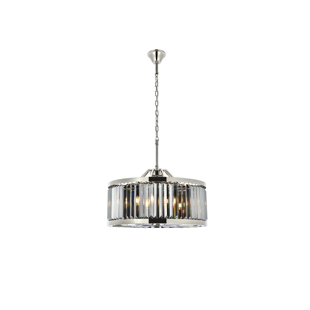 Chelsea 8 light polished nickel Chandelier Silver Shade (Grey) Royal Cut Crystal. Picture 1