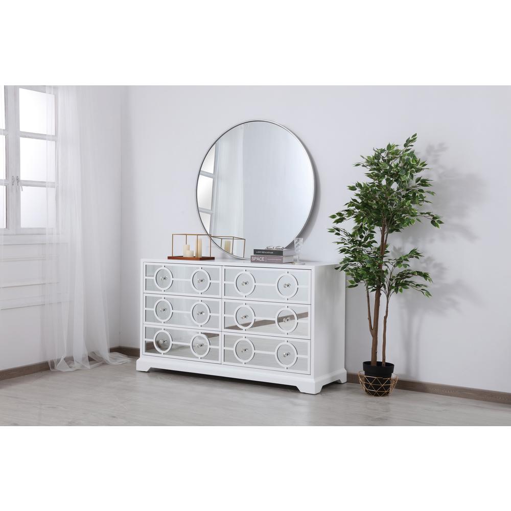 60 in. mirrored six drawer cabinet in white. Picture 2