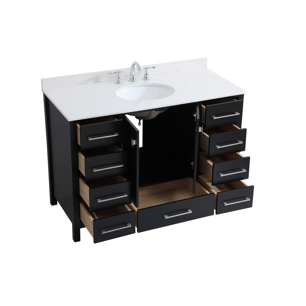 48 inch Single Bathroom Vanity in Black with Backsplash. Picture 9