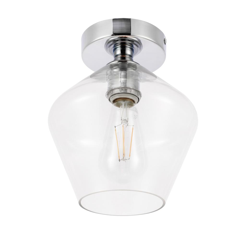 Gene 1 light Chrome and Clear glass Flush mount. Picture 7