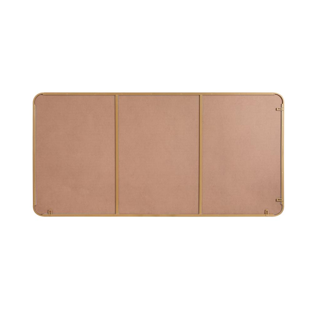 Soft corner metal rectangular mirror 30x60 inch in Brass. Picture 8