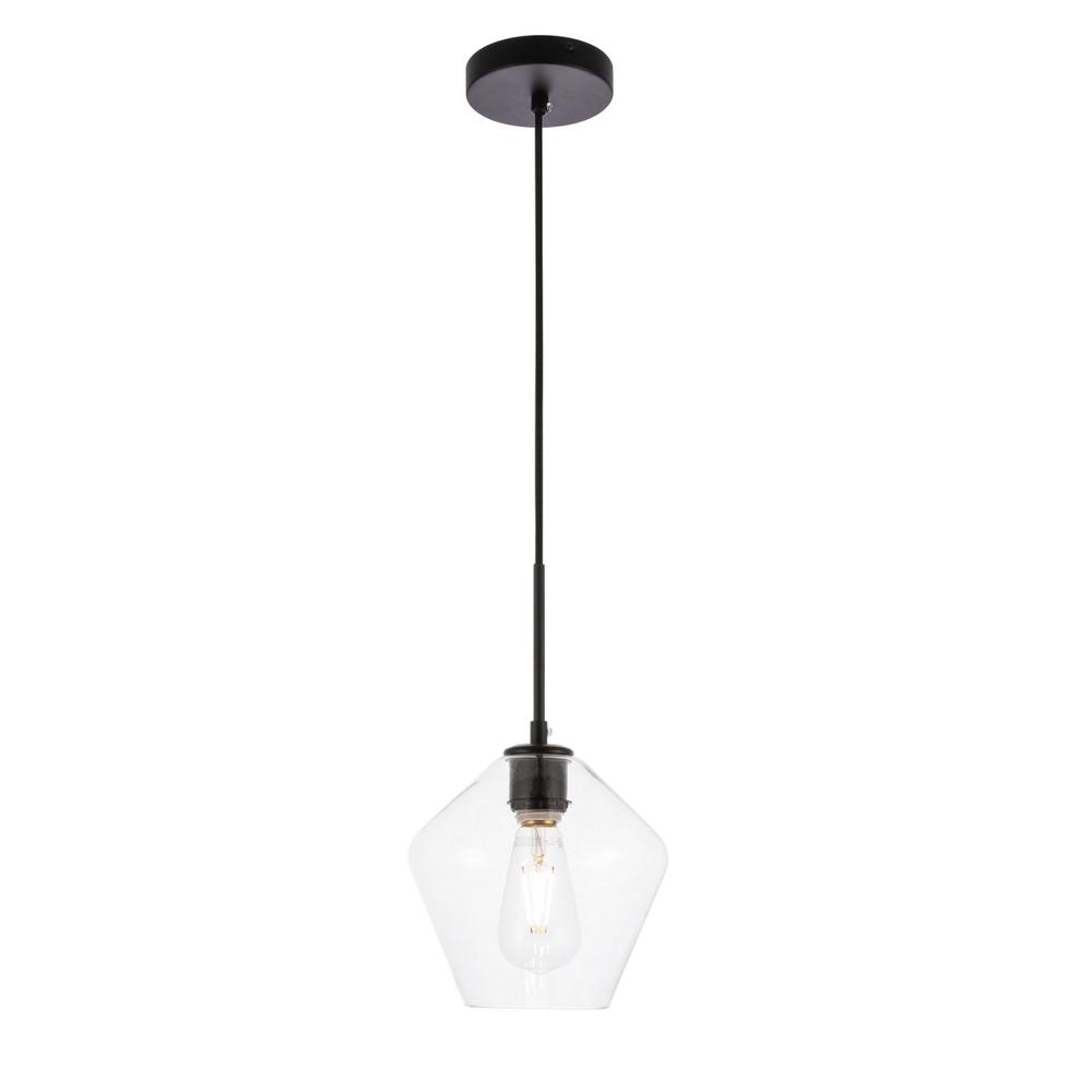 Gene 1 light Black and Clear glass pendant. Picture 3