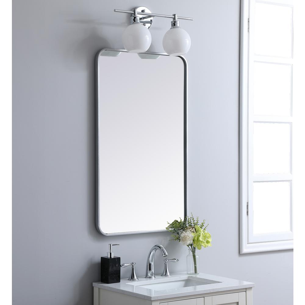 Soft corner metal rectangular mirror 22x36 inch in Silver. Picture 2