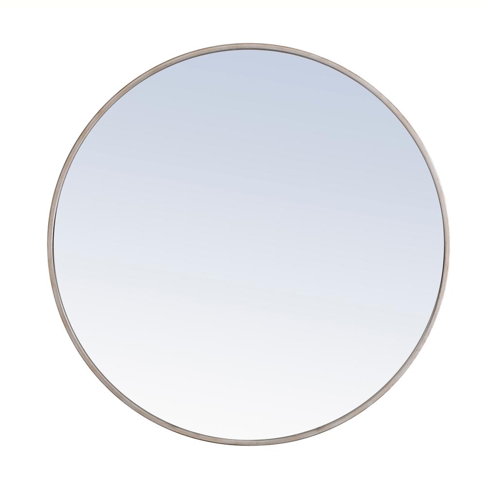 Metal frame Round Mirror 32 inch Silver finish. Picture 1