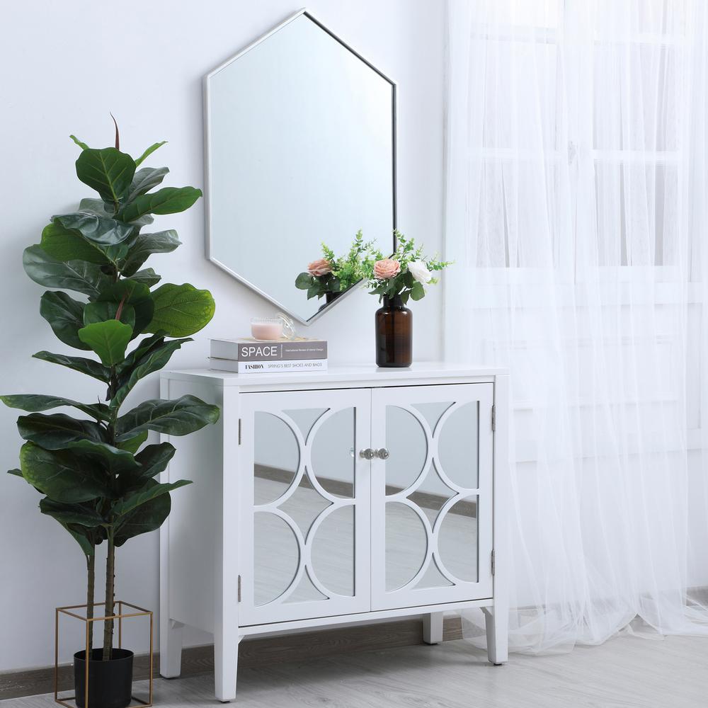 Metal frame hexagon mirror 24 inch in silver. Picture 3