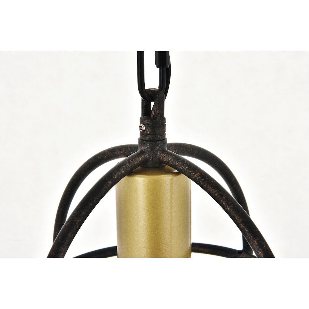 Octavia 1 Light Brass And Dark Brown Pendant. Picture 9
