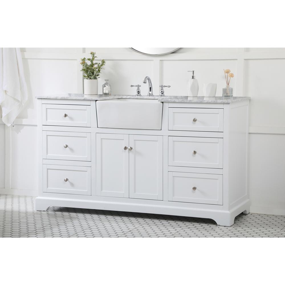 60 inch Single bathroom vanity in white. Picture 2