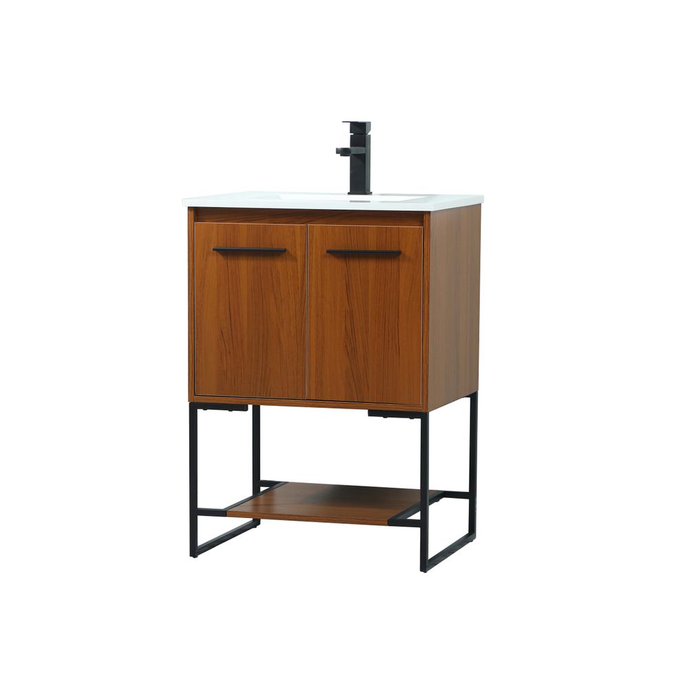 24 inch Single bathroom vanity in teak. Picture 7