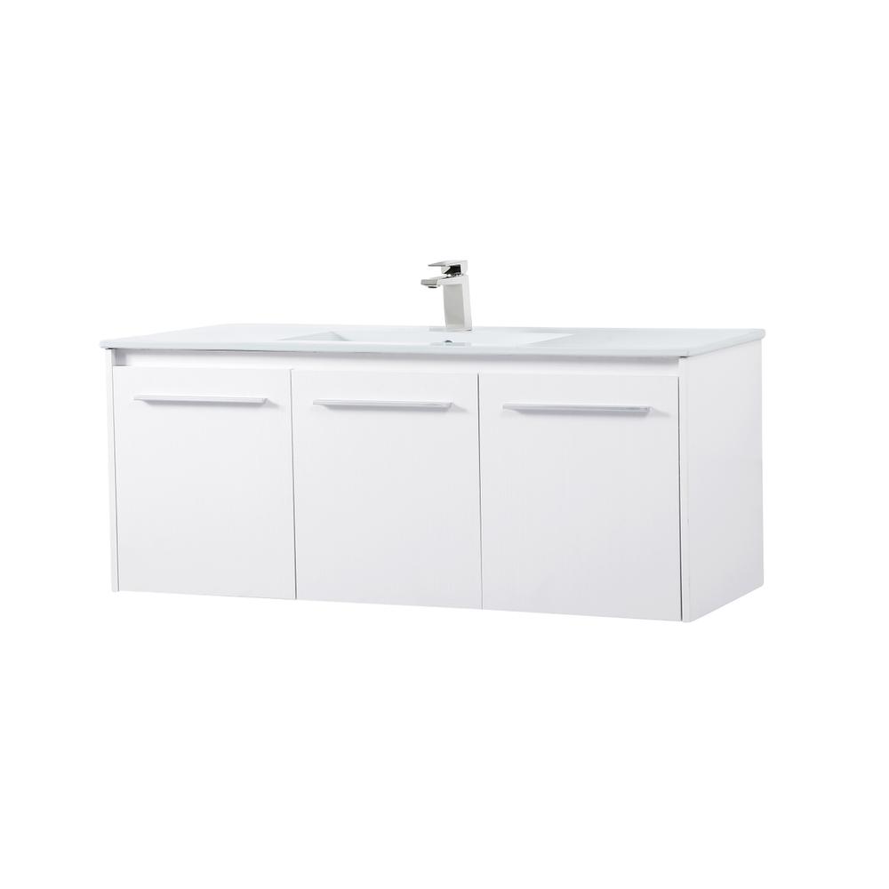 48 inch  Single Bathroom Floating Vanity in White. Picture 7