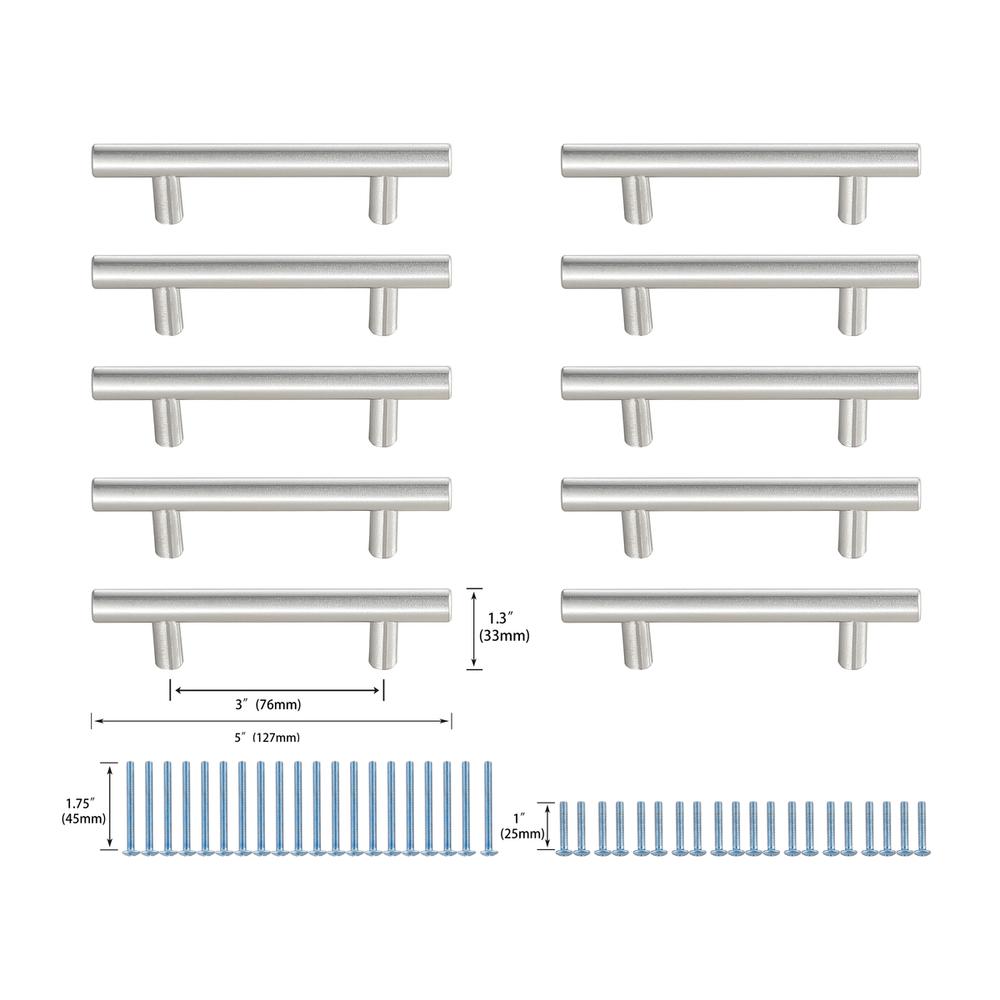 Quinn 3" Center to Center Brushed Nickel Bar Pull Multipack (set of 10). Picture 5
