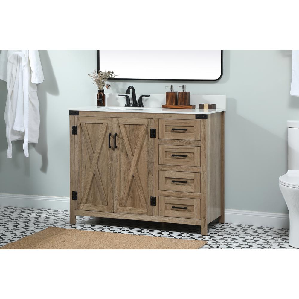 42 inch Single bathroom vanity in natural oak with backsplash. Picture 2