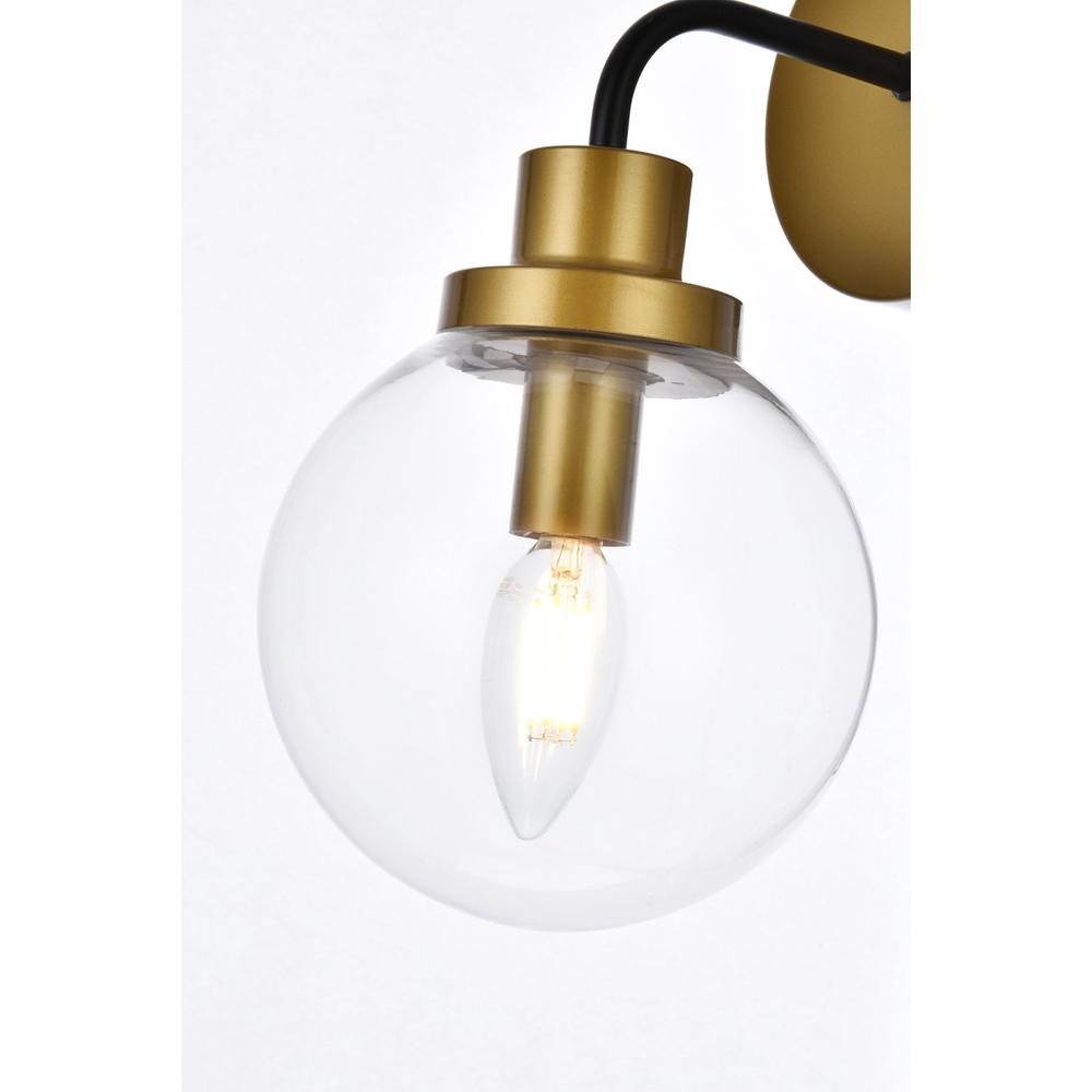 Hanson 1 light bath sconce in black with brass with clear shade. Picture 3