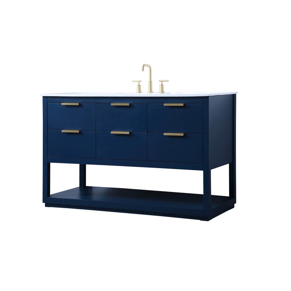 54 Inch SIngle Bathroom Vanity In Blue. Picture 7