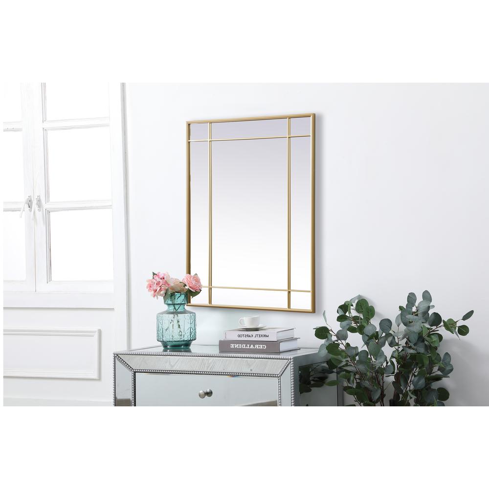 French Panel Wall Mirror 30x40 Inch In Brass. Picture 2