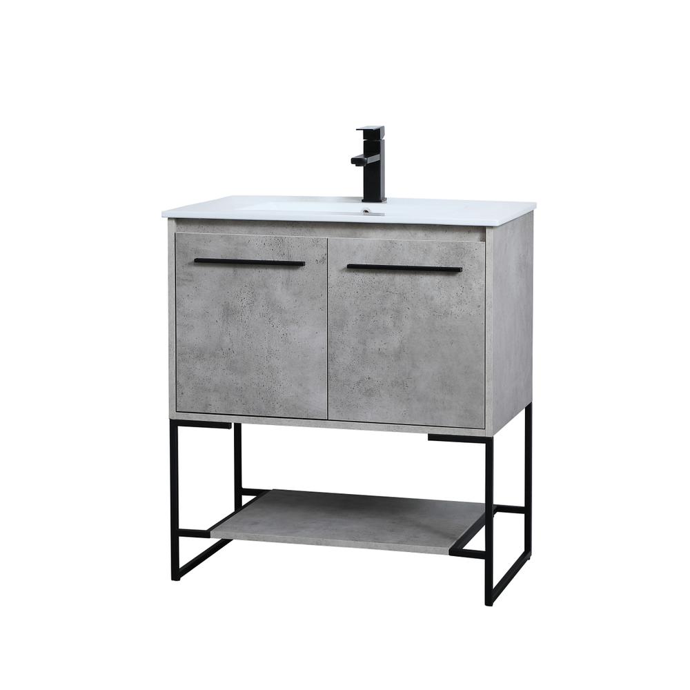 30 inch  Single Bathroom Vanity in Concrete Grey. Picture 7