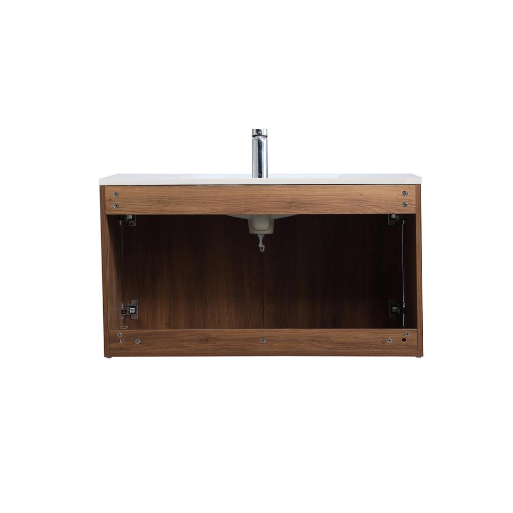 36 inch  Single Bathroom Floating Vanity in Walnut Brown. Picture 12