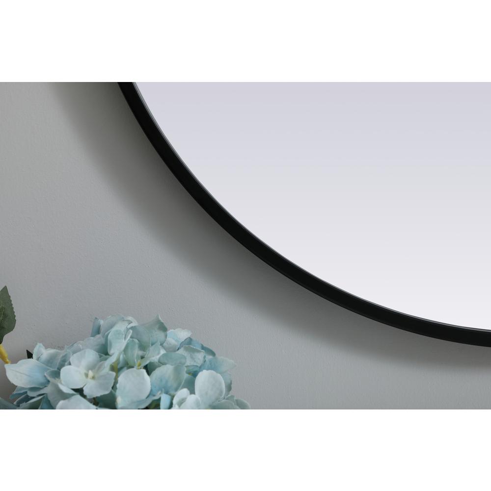 Metal Frame Oval Mirror 24x36 Inch in Black. Picture 5