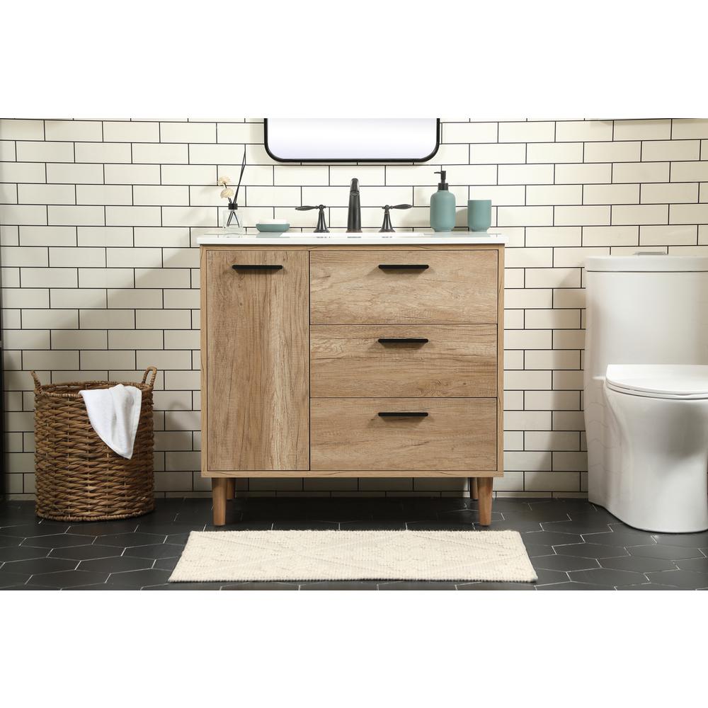 36 inch Single bathroom vanity in natural oak. Picture 14