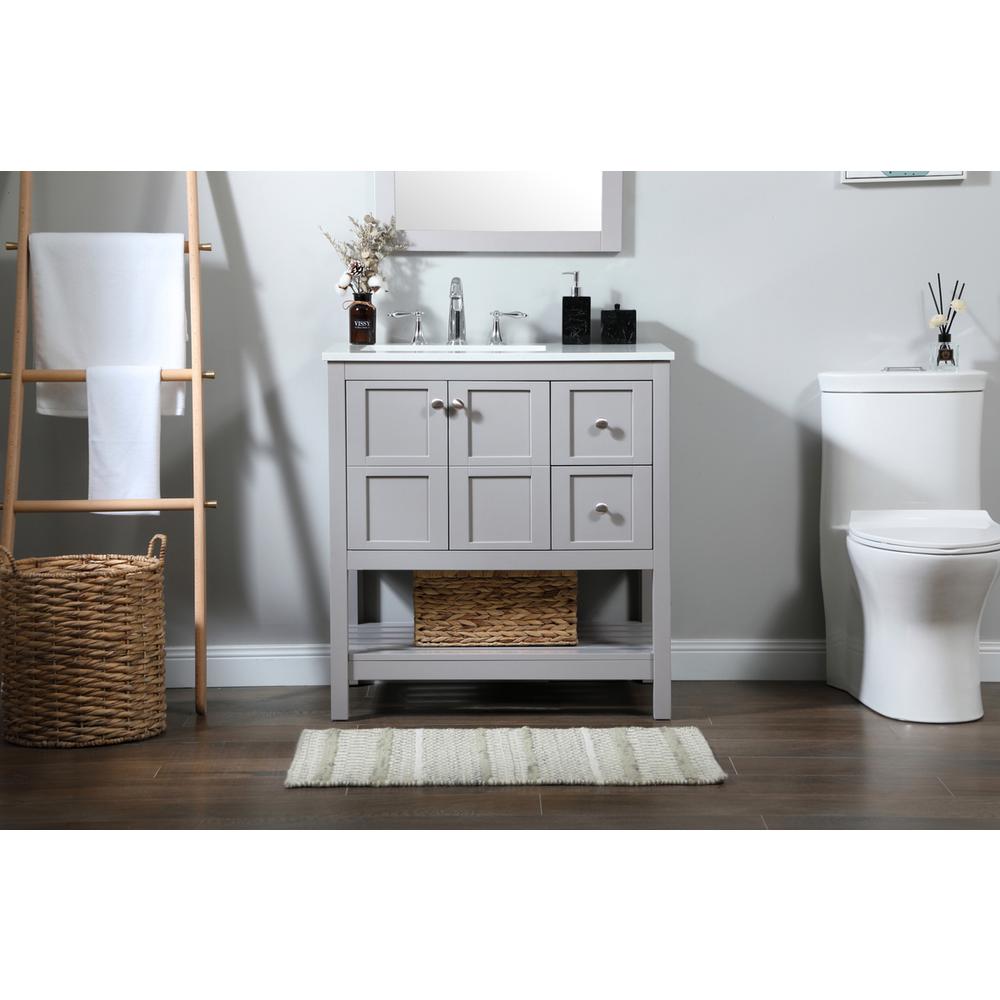 32 inch Single bathroom vanity in grey. Picture 14