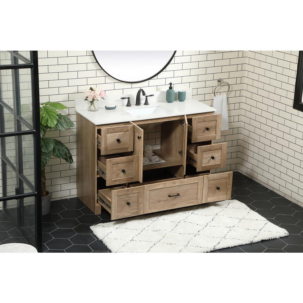 48 inch Single bathroom vanity in natural oak with backsplash. Picture 3