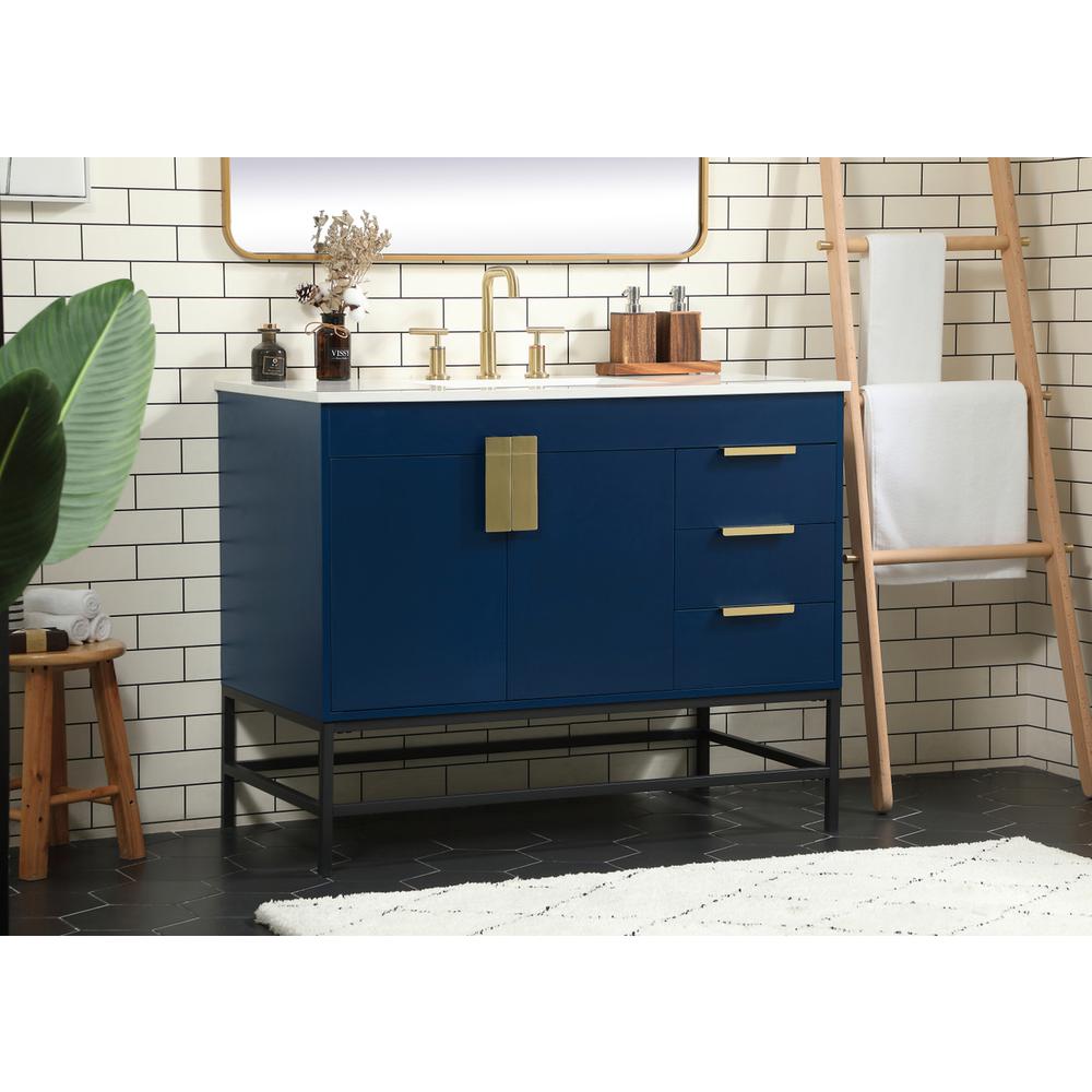 42 inch Single bathroom vanity in blue. Picture 2