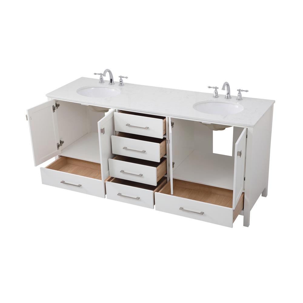 72 inch Double Bathroom Vanity in White. Picture 10