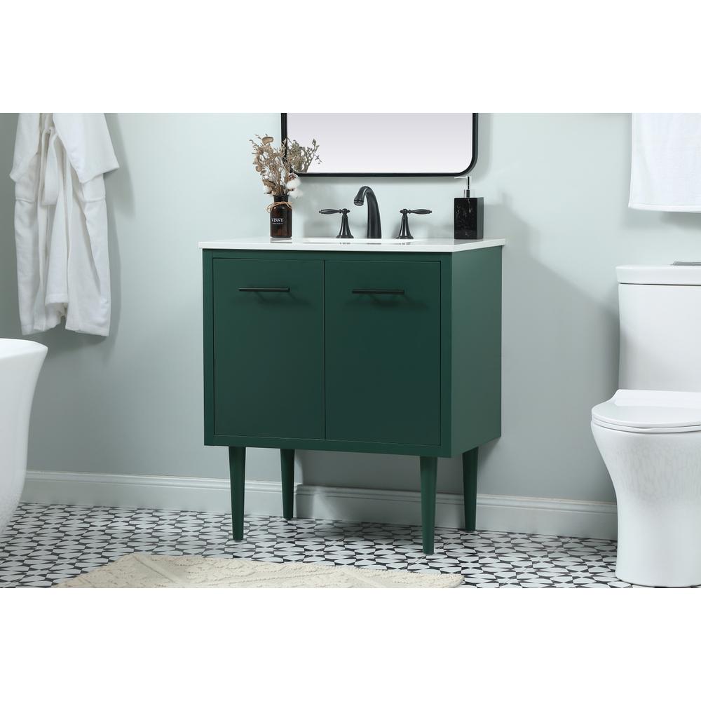 30 inch Single bathroom vanity in green. Picture 2