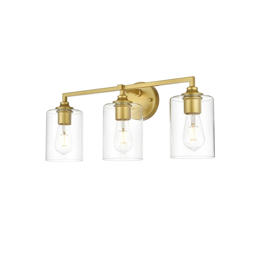 Mayson 3 light Brass and Clear Bath Sconce. Picture 2