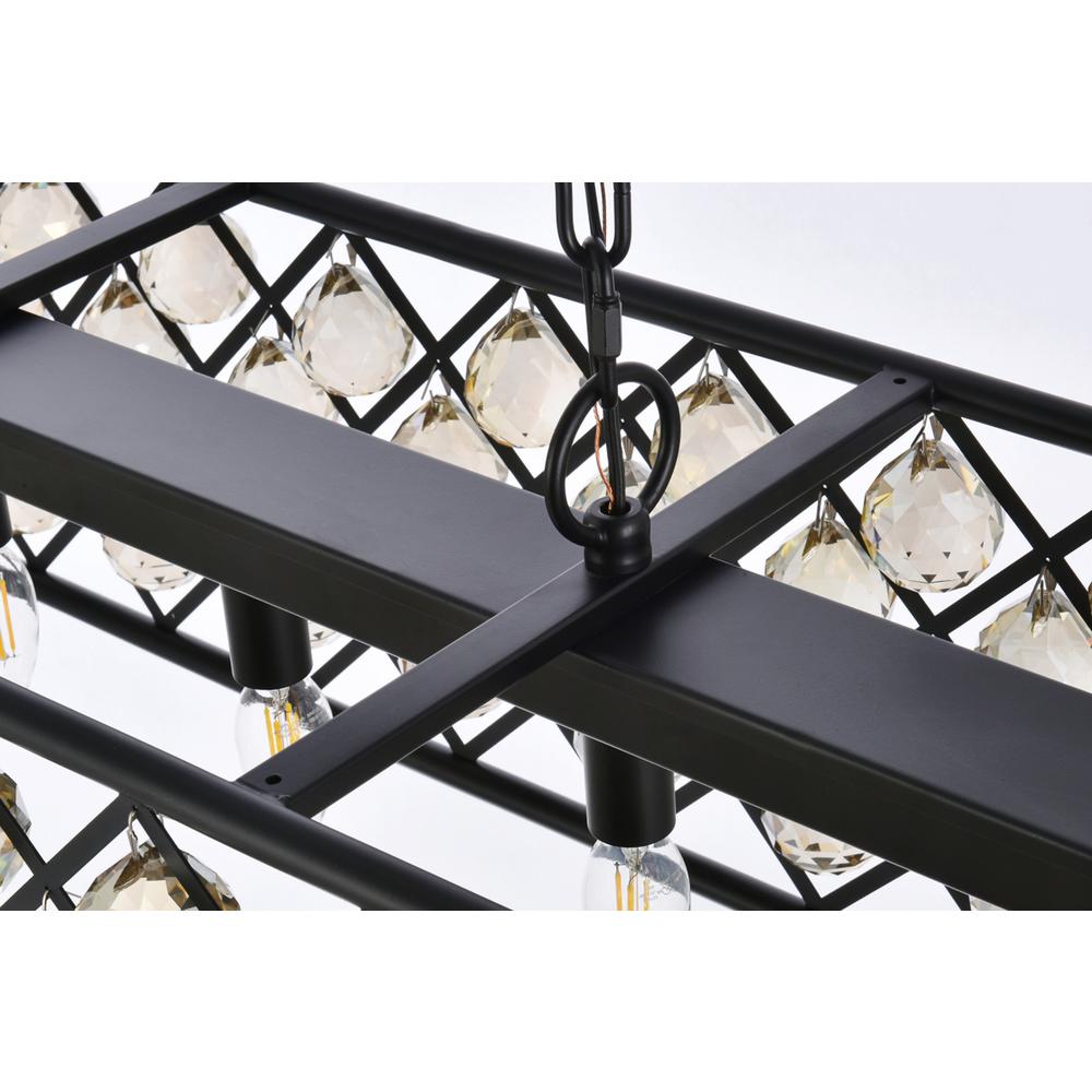 Madison 7 light Matte Black Chandelier Golden Teak (Smoky) Royal Cut Crystal. Picture 4
