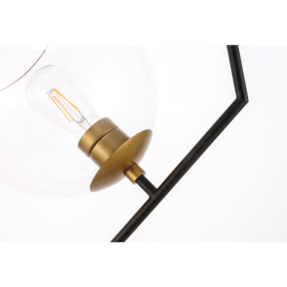 Ryland 1 Light Black And Brass And Clear Glass Pendant. Picture 13