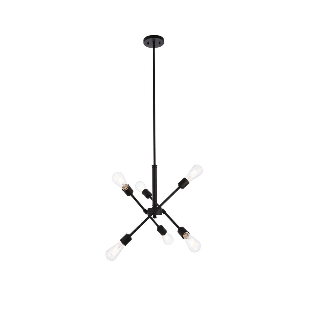 Axel 6 lights black pendant with hanging rod. Picture 1